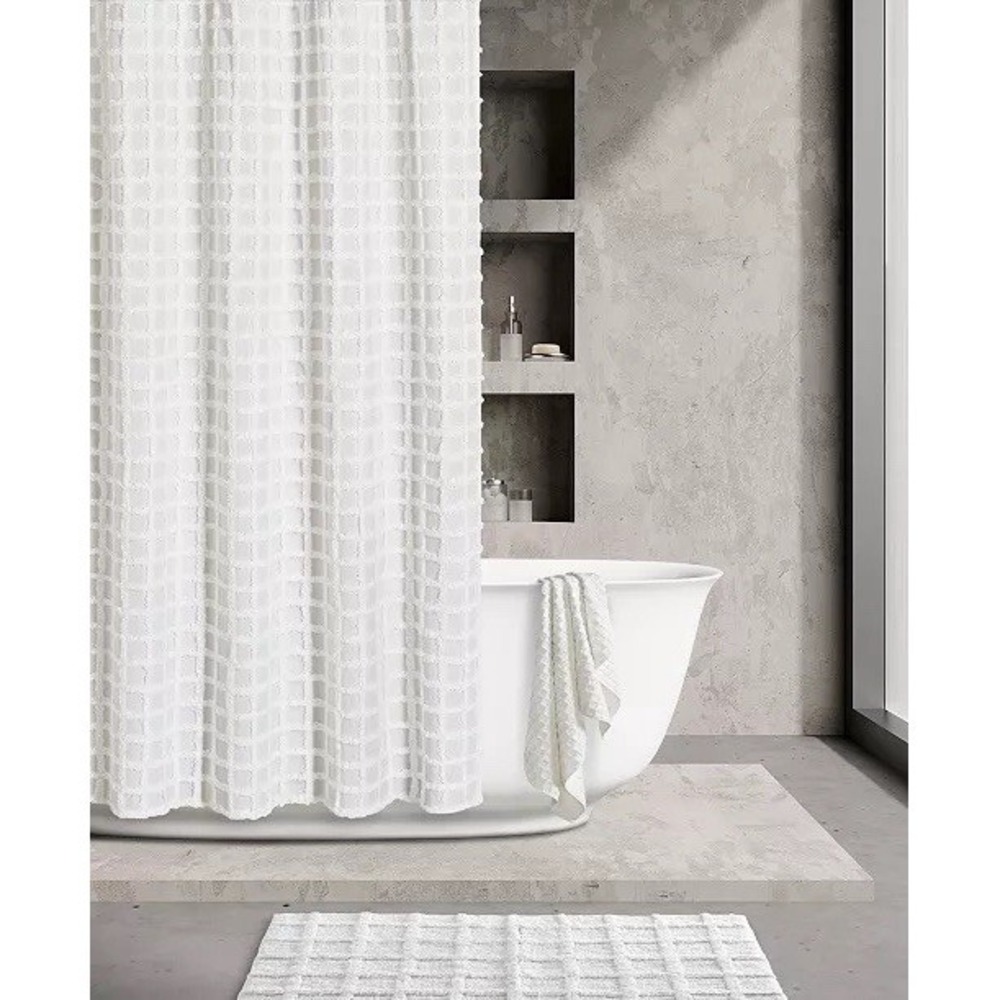Oscar Oliver Cameron Shower Curtain, 72" x 72" White 100% cotton